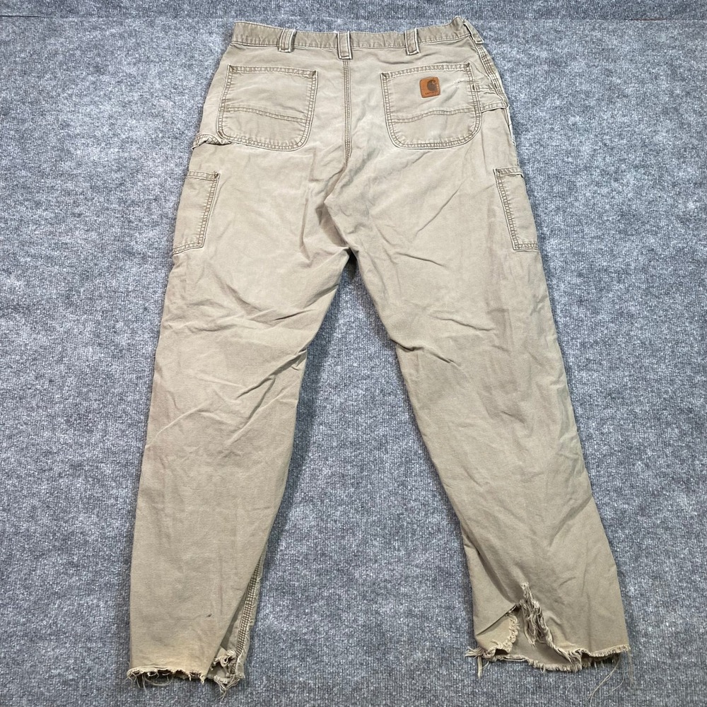 Carhartt B151 LBN Mens 36x30 Distressed Tan Canvas Carpenter Work Pants Original